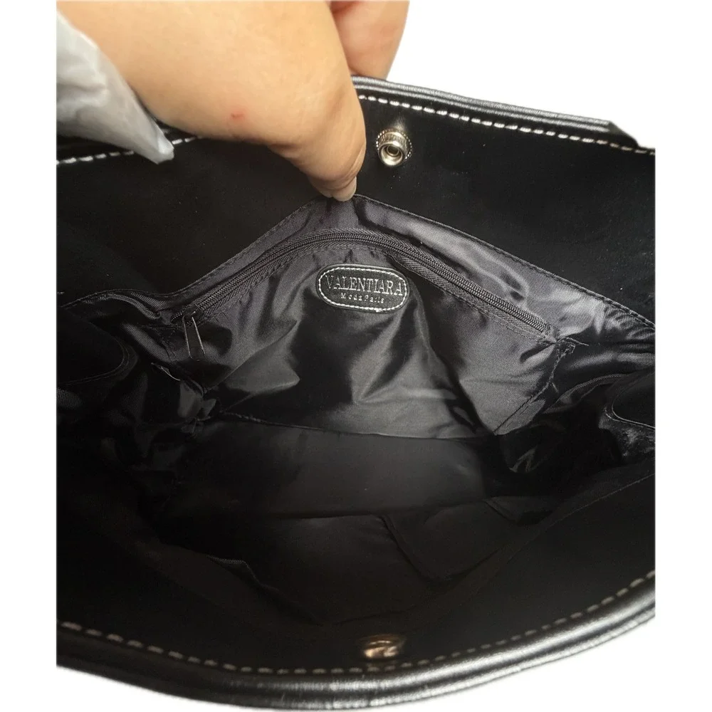 Vintage Y2K Black Canvas Tote Bag Office Siren Buckle Shoulder Bag Minimalist